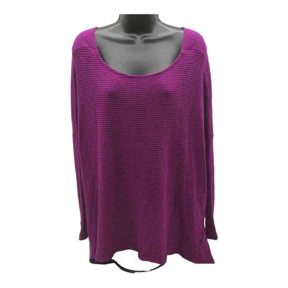 1. State Womens Large Waffle Knit Purple Top Knot Back Stretch Asymmetrical NWT - Picture 1 of 16